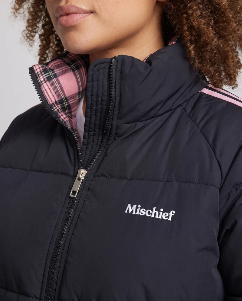 Damen kurze gepolsterte Steppjacke ohne Kapuze mit einem Stehkragen und elastischen Bündchen