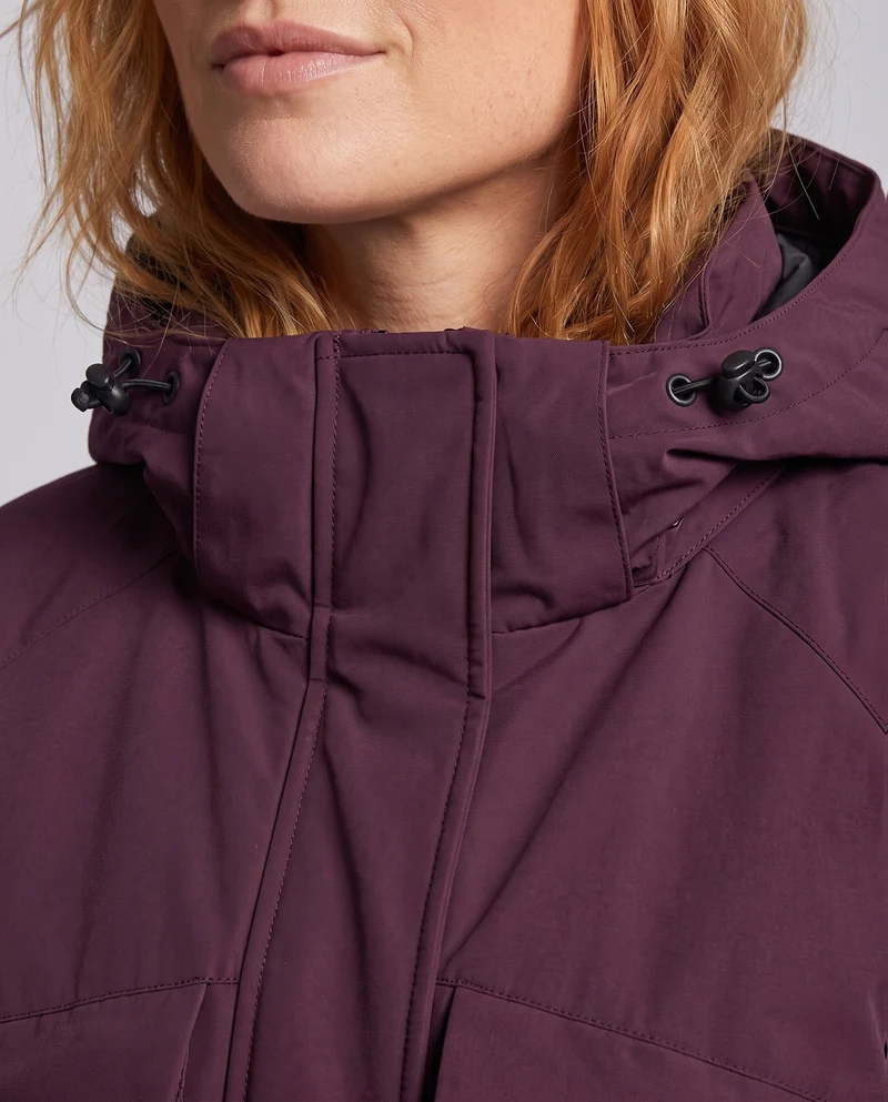Damen Nan kurze boxy Parka mit multifunktionalen Pattentaschen, verstellbare Kapuze und winddichter thermischer Füllung