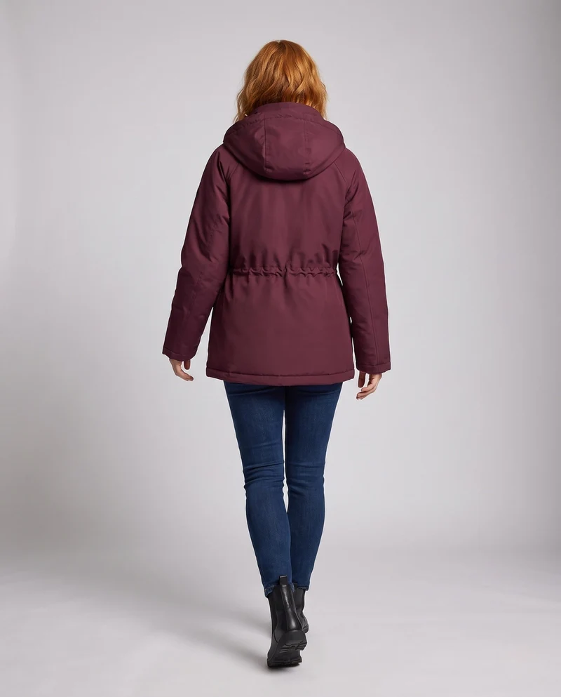 Damen Nan kurze boxy Parka mit multifunktionalen Pattentaschen, verstellbare Kapuze und winddichter thermischer Füllung