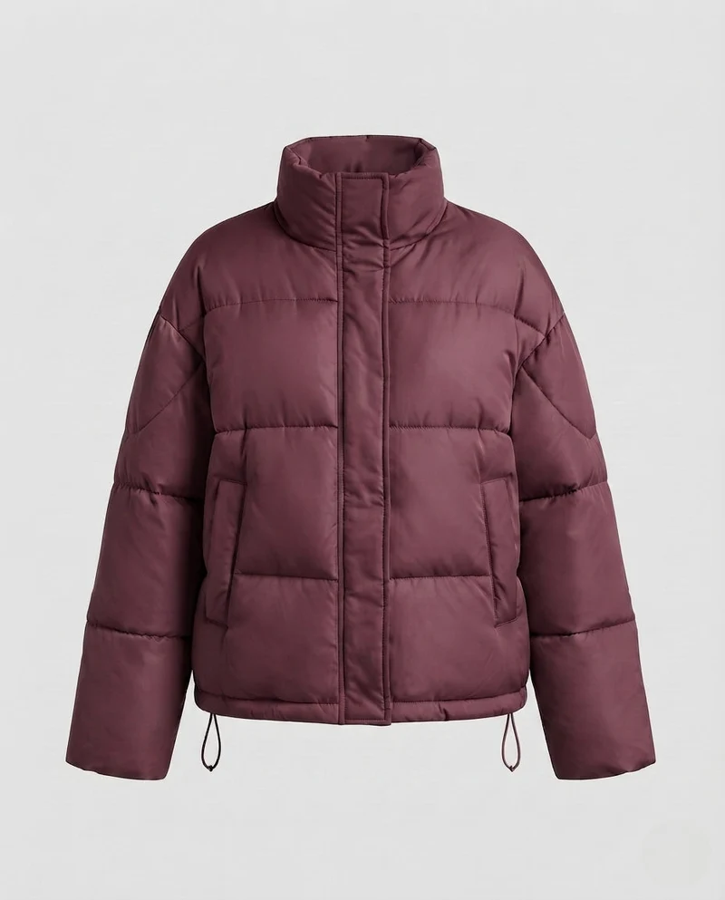 Damen Nan Short Boxy Puffer mit ergonomischer Kapuzenkragen, verstellbarem Saum und verdeckter Frontblende