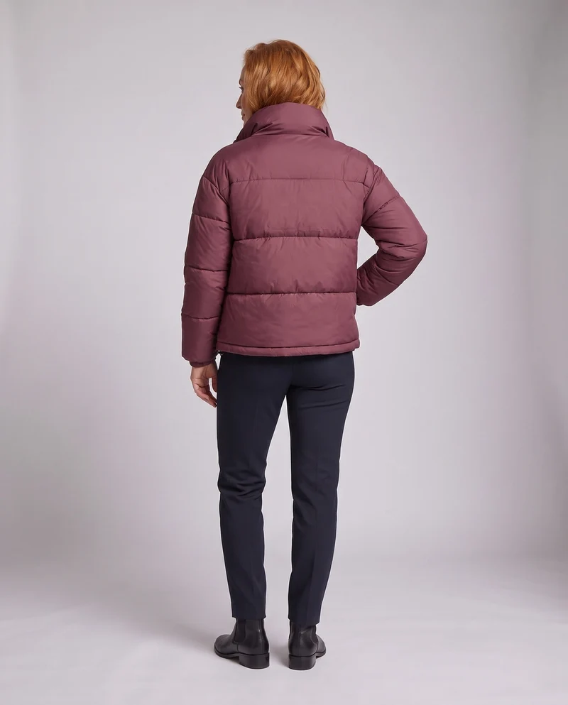 Damen Kurz Boxy Puffer mit voluminösem Schalkragen, isolierender Füllung und verdecktem Reißverschluss