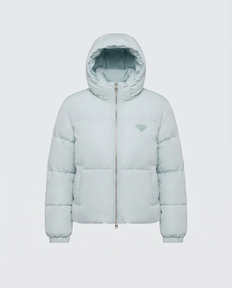 Damen kurze gesteppte boxy Pufferjacke mit Kapuze, verstellbarem Saum und elastischen Bündchen