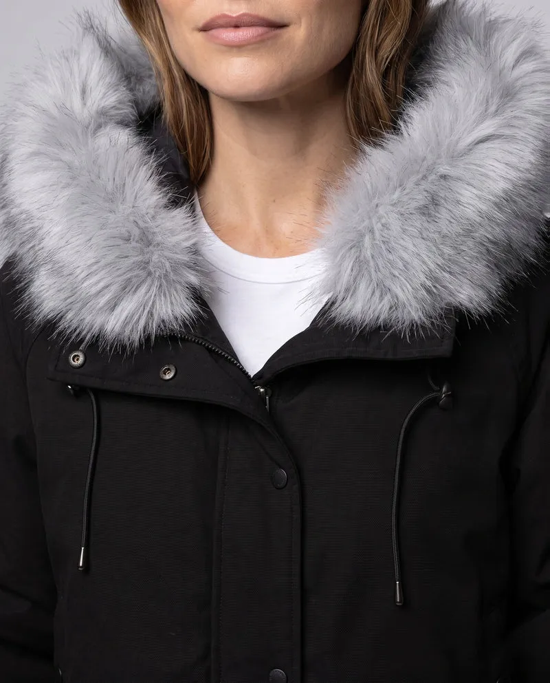 Damen kurze gesteppte Stadt-Bomberjacke mit voluminöser Kapuze, Kordelzug und winddichter thermischer Fütterung