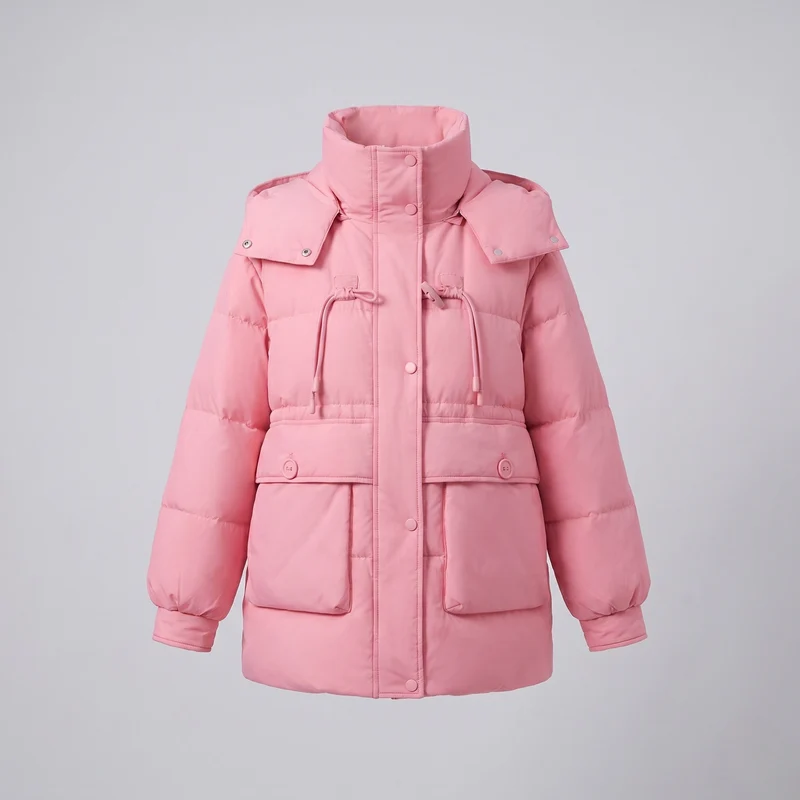 Damen kurze oversized Winterparka mit voluminöser Thermo-Dämmung, hohem Stehkragen und extra großen Klappentaschen