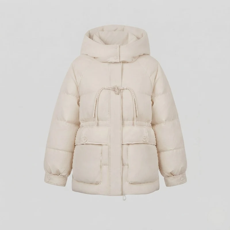 Damen kurze oversized Winterparka mit voluminöser Thermo-Dämmung, hohem Stehkragen und extra großen Klappentaschen