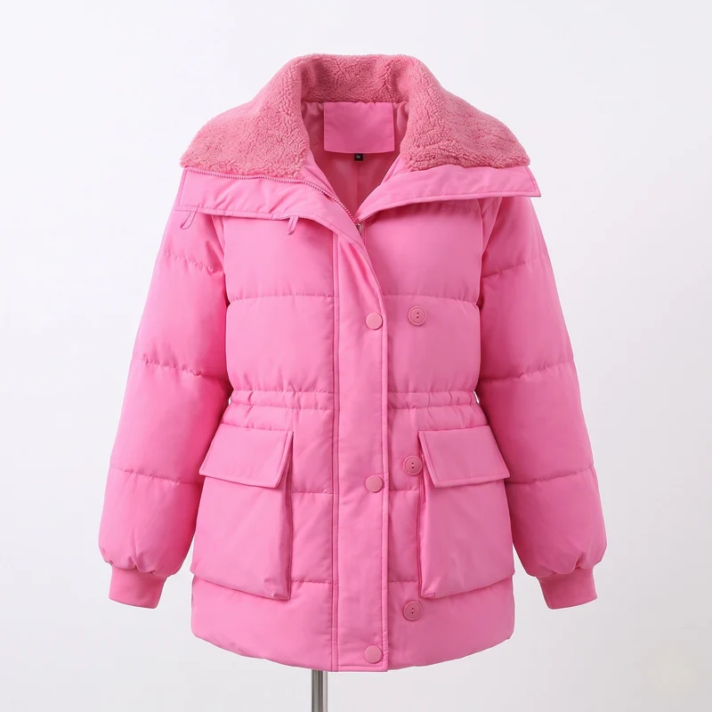 Damen Nan Short thermisch isolierte gesteppte Jacke mit Sherpa Schalkragen und großen Klappentaschen