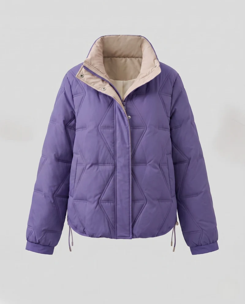 Frauen nan kürzere ultraleichte thermo boxy bluse mit ergonomischem schulterfit und verdecktem druckknopfverschluss