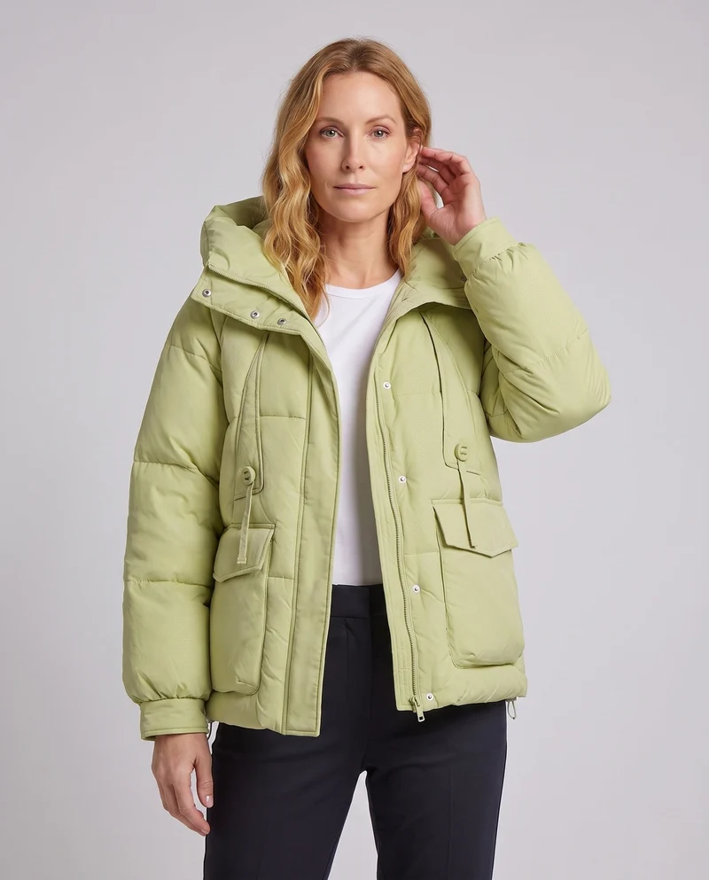 Damen Nano-Kurzvolumen-Thermo-Bluse mit hochschließendem Stehkragen und multifunktionalen Klappentaschen