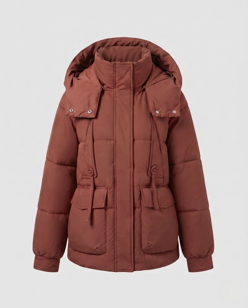 Damen Nano-Kurzvolumen-Thermo-Bluse mit hochschließendem Stehkragen und multifunktionalen Klappentaschen