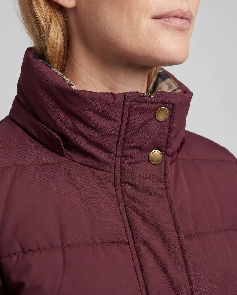 Damen kurze gepolsterte Boxy-Blouson mit kariertem Futter, hohem Kragen und aufgesetzten Klappentaschen