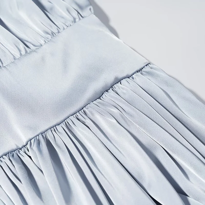 Damen Midaxi-Kleid aus Satinoptik mit geraffter Taillenblende und voluminösen Ballonärmeln Drune