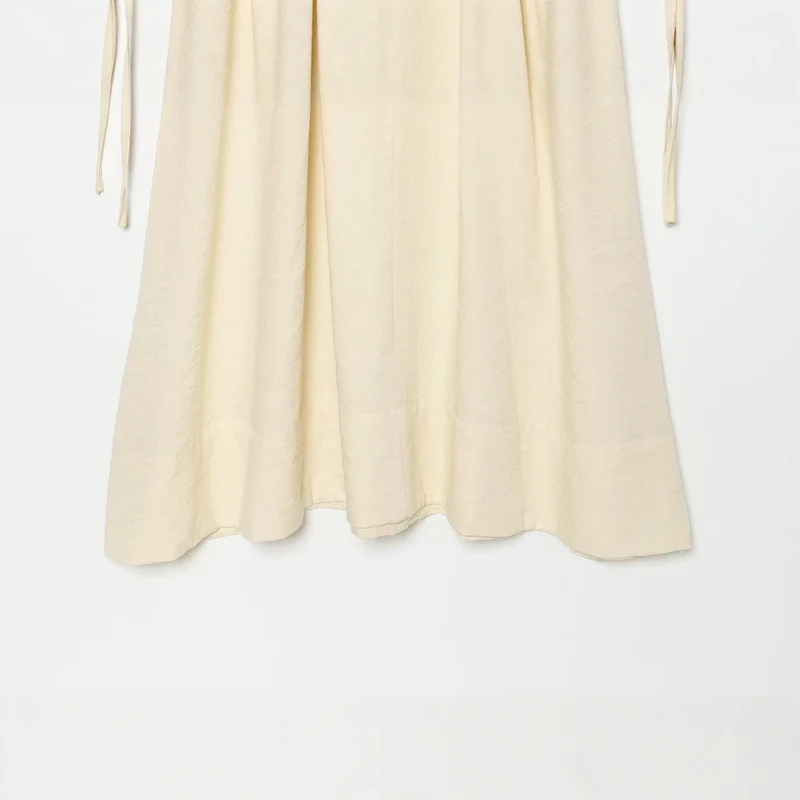 Damen Maxikleid mit Stehkragen, Bindeschal und Ballonärmeln Drune
