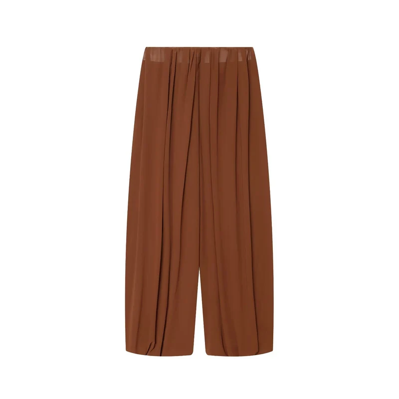 Damen Luftige Chiffon-Kurzbluse mit Drapierung und Ballonärmeln Drune