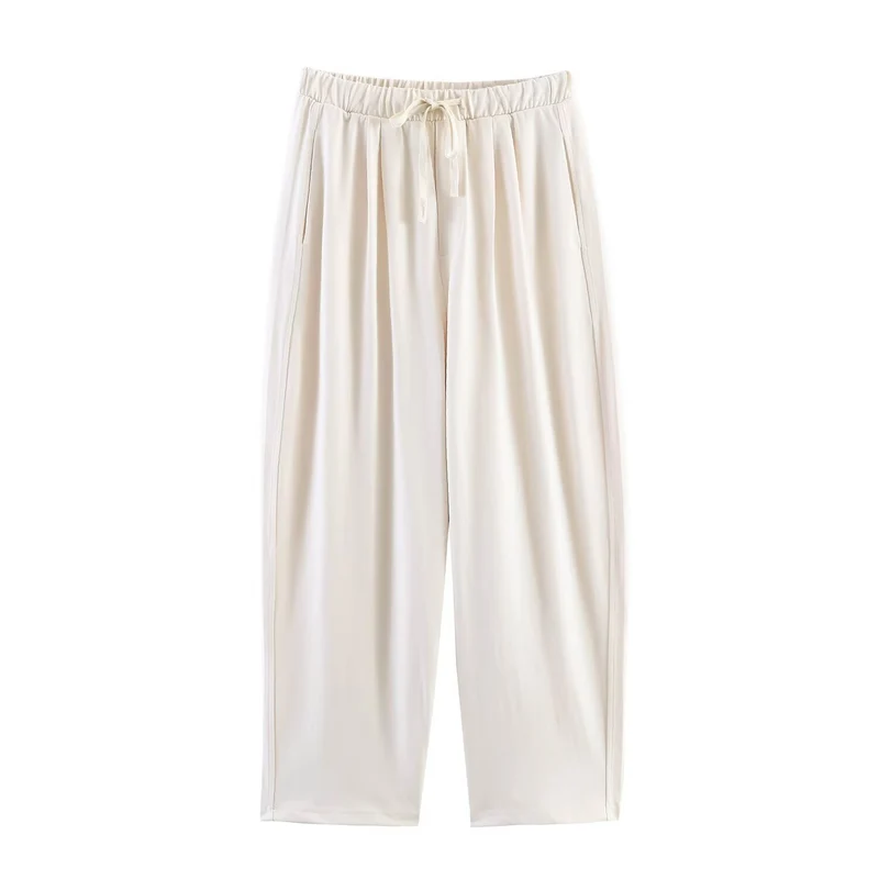 Damen Loungewear-Set aus weichem Jersey mit überlappendem Layer-Top und elastischer Highwaist-Hose Drune