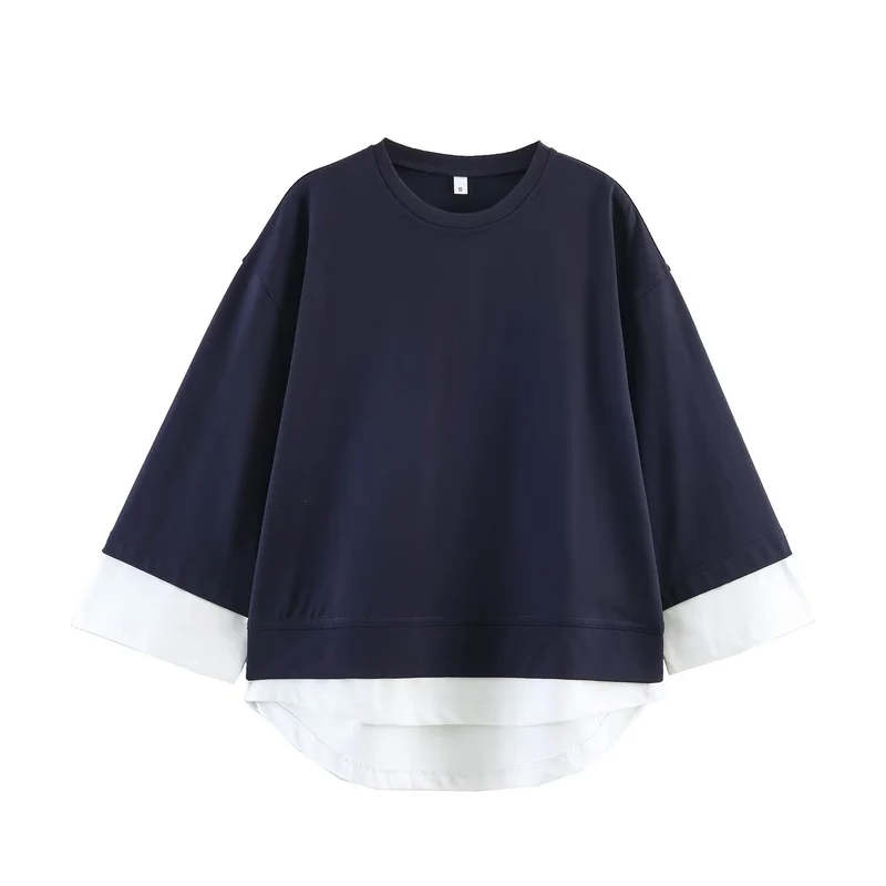 Damen Loungewear-Set aus weichem Jersey mit überlappendem Layer-Top und elastischer Highwaist-Hose Drune