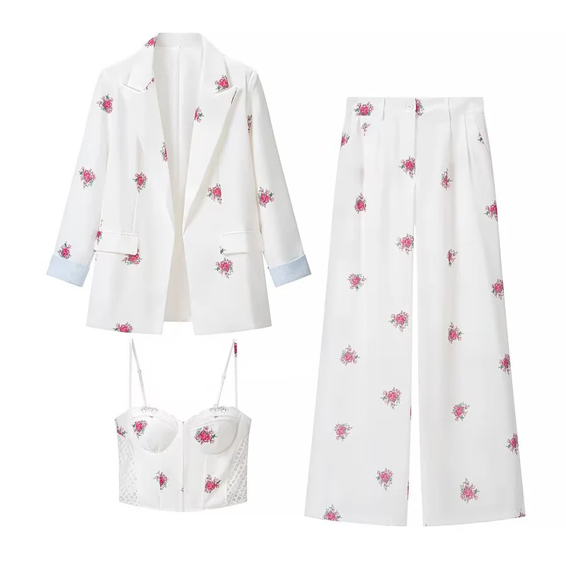 Damen Lockerer Longline-Blazer mit floralem Allover-Print und Pattentaschen Drune