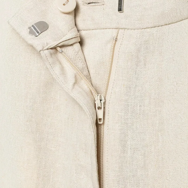 Damen Leichtweite Leinenoptik-Hose mit Bügelfalte und hoher Taille Drune