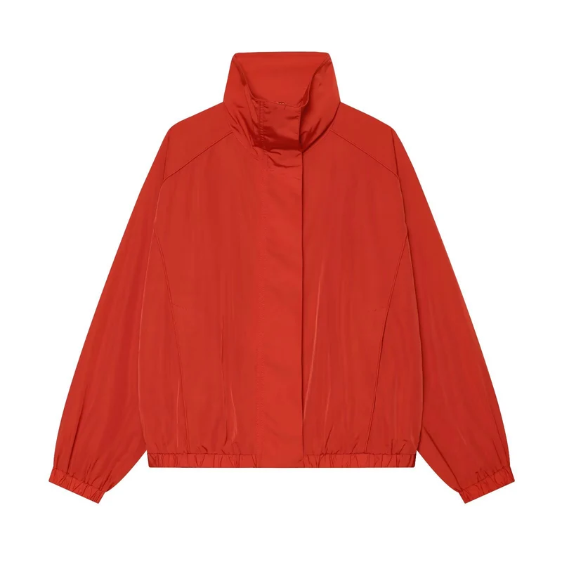 Damen Leichter Technical Windbreaker‑Blouson mit hohem Stehkragen, verdecktem Reißverschluss und elastischem Saum Drune