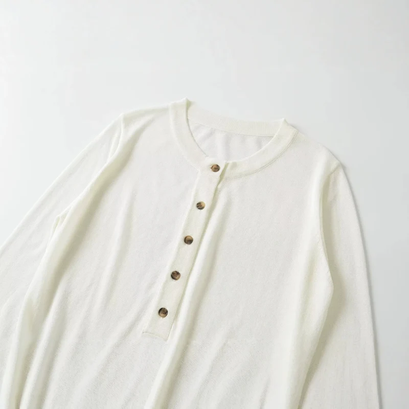 Damen Leichter Henley-Strickpullover mit Knopfleiste und Rippbündchen Drune