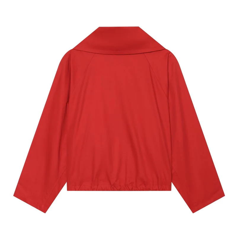 Damen Leichte Hemdjacke mit übergroßem Kragen, durchgehender Knopfleiste und aufgesetzten Taschen Drune