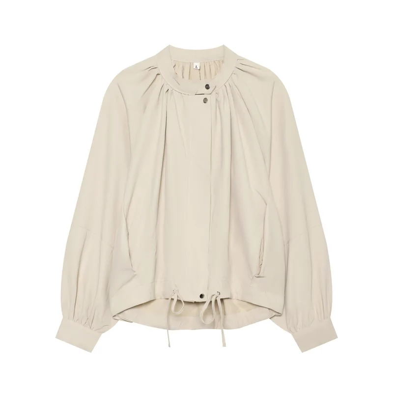 Damen Leichte Blousonjacke mit Rundhals, geraffter Passe und Tunnelzug Drune