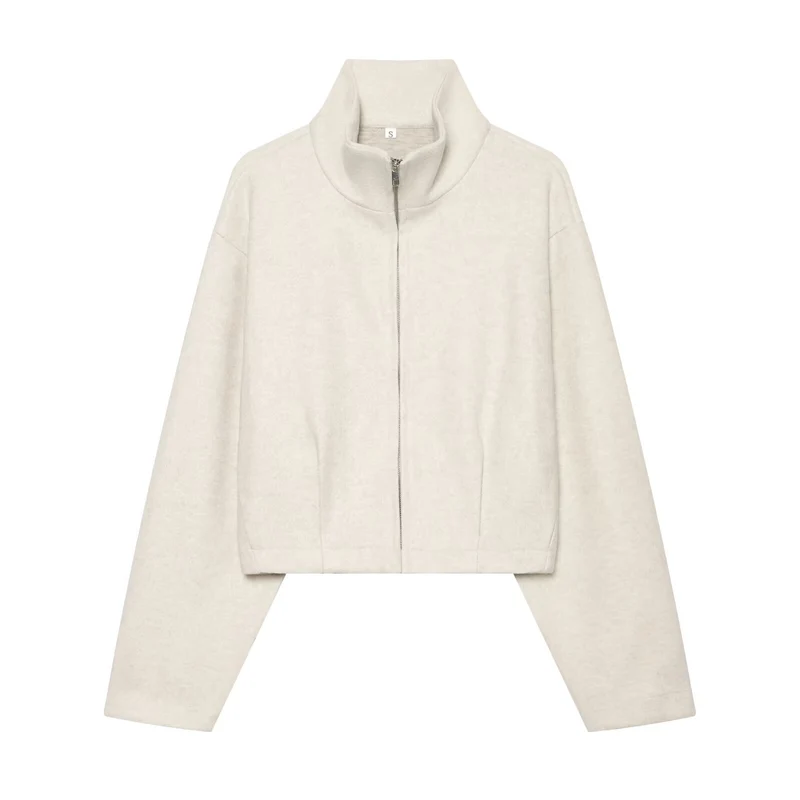 Damen Lässiges Lounge-Set mit Stehkragen-Zipjacke und weitem Sweatpants Drune
