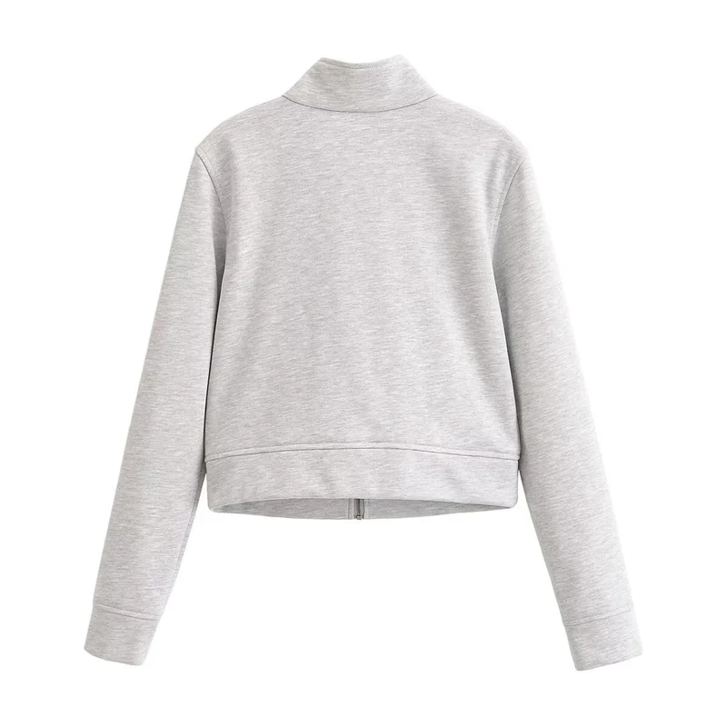 Damen Kurzjacke aus Sweat mit Stehkragen und dekorativer Military-Passe Drune