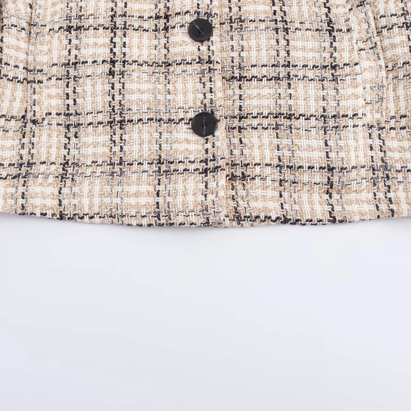 Damen Kurzjacke aus Bouclé-Tweed mit Karomuster und kastigem Schnitt Drune