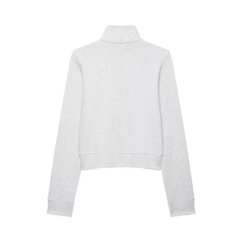 Damen Kurze Sweatjacke im Militärstil mit Stehkragen und dekorativer Knopfleiste Drune