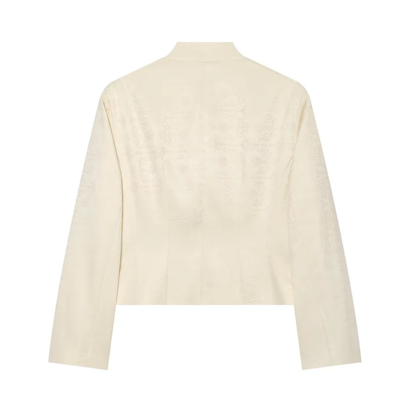 Damen Kurze Paradejacke mit Stehkragen, Zierbesatz und Reihenknöpfen Drune