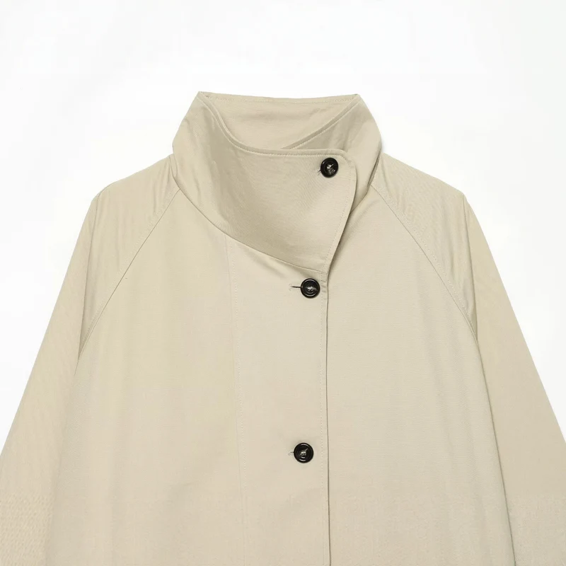 Damen Kurze A‑Linien Übergangsjacke mit hohem Stehkragen und Raglanärmeln Drune