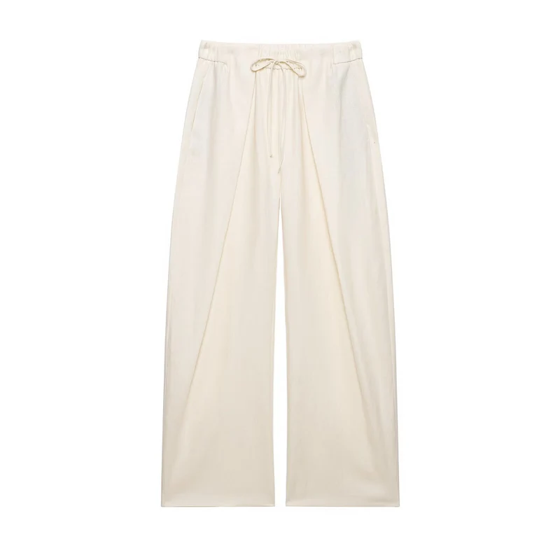 Damen Kurzblazer mit Stehkragen und weite Palazzo-Hose mit Kordelzug Drune