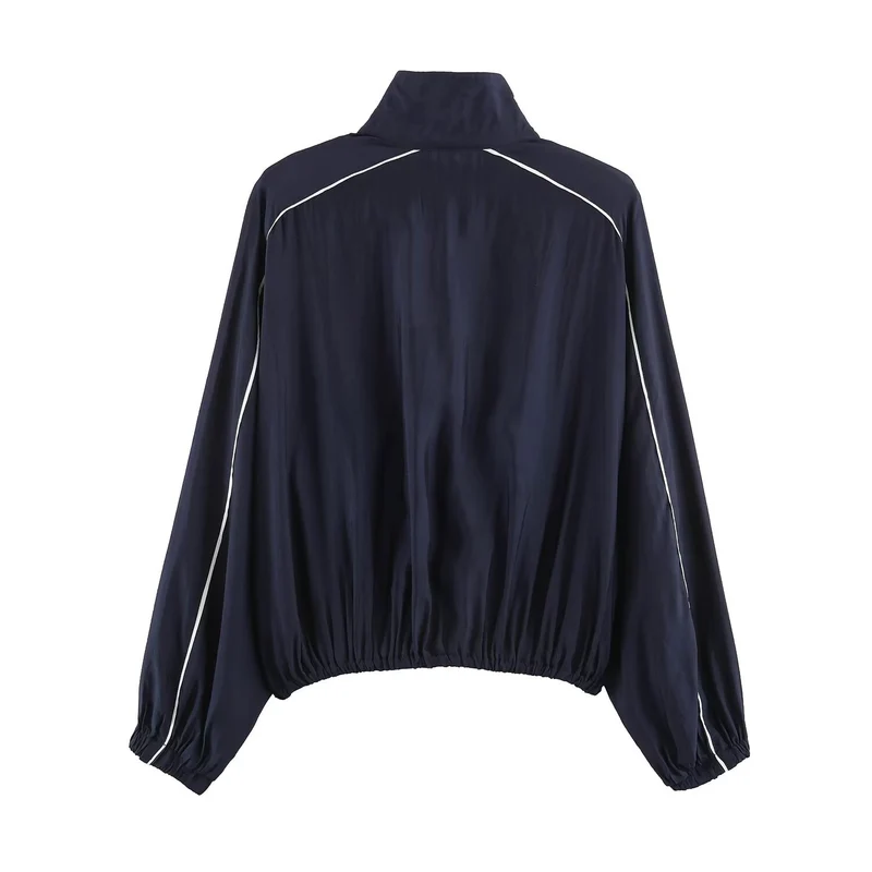 Damen Kurz geschnittene Windjacke mit hohem Kragen und elastischem Saum Drune