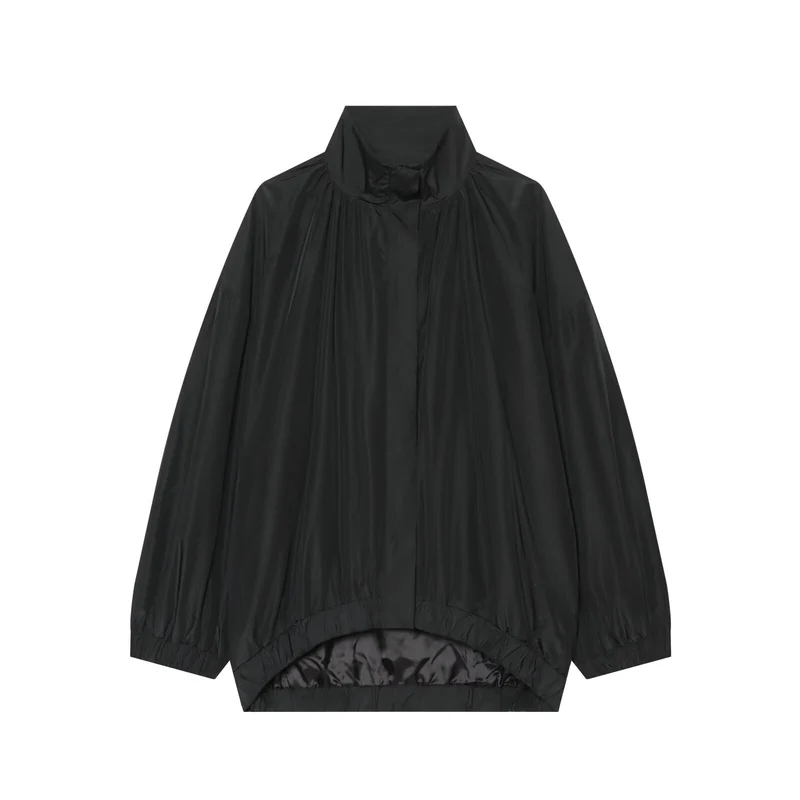 Damen Oversize Regenblouson im Cocoon‑Schnitt mit hohem Stehkragen und elastischem Saum Drune