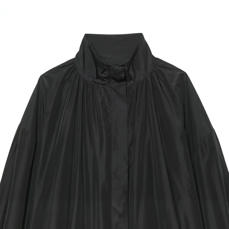 Damen Oversize Regenblouson im Cocoon‑Schnitt mit hohem Stehkragen und elastischem Saum Drune