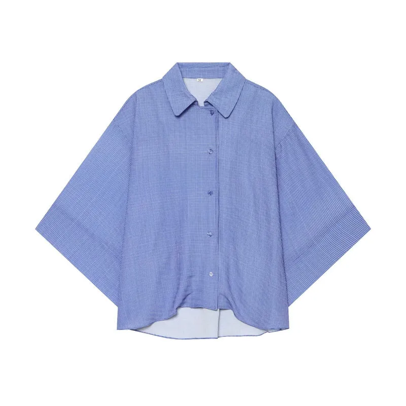 Damen Oversize-Bluse mit kastigem Schnitt und kurzen Fledermausärmeln Drune