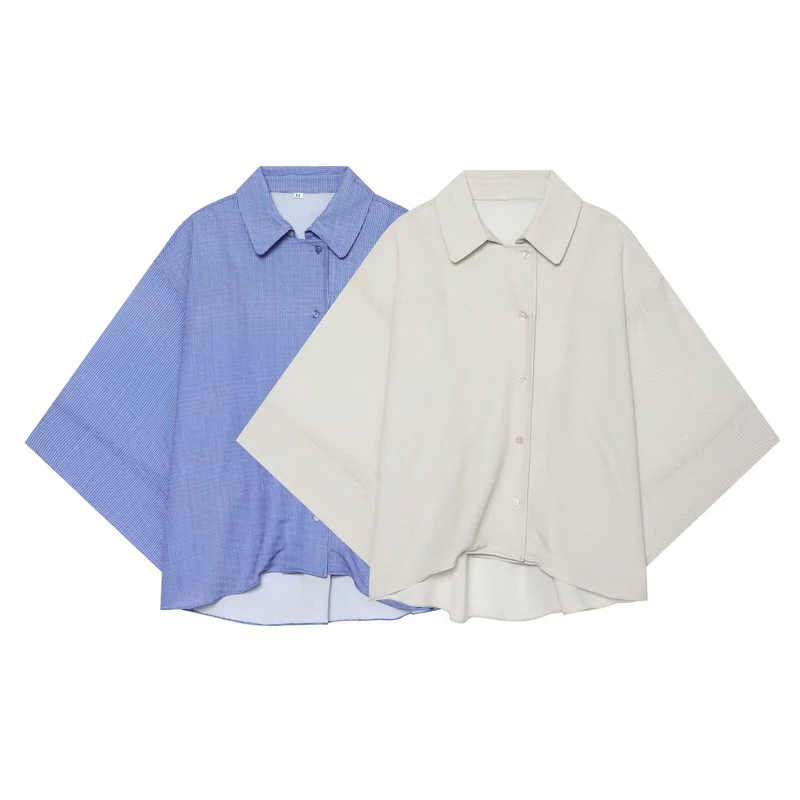 Damen Oversize-Bluse mit kastigem Schnitt und kurzen Fledermausärmeln Drune