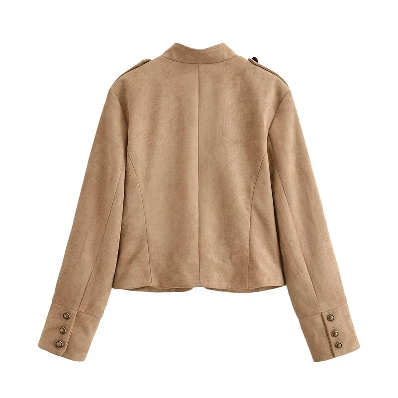 Damen Militärisch inspirierte Kurzjacke aus Wildlederoptik Drune
