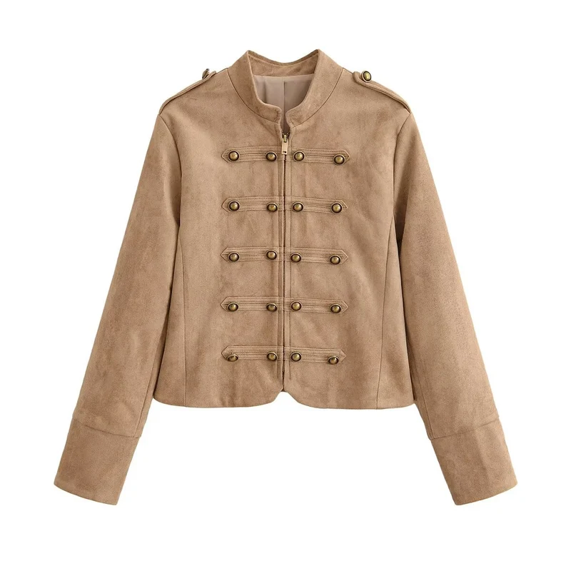 Damen Militärisch inspirierte Kurzjacke aus Wildlederoptik Drune