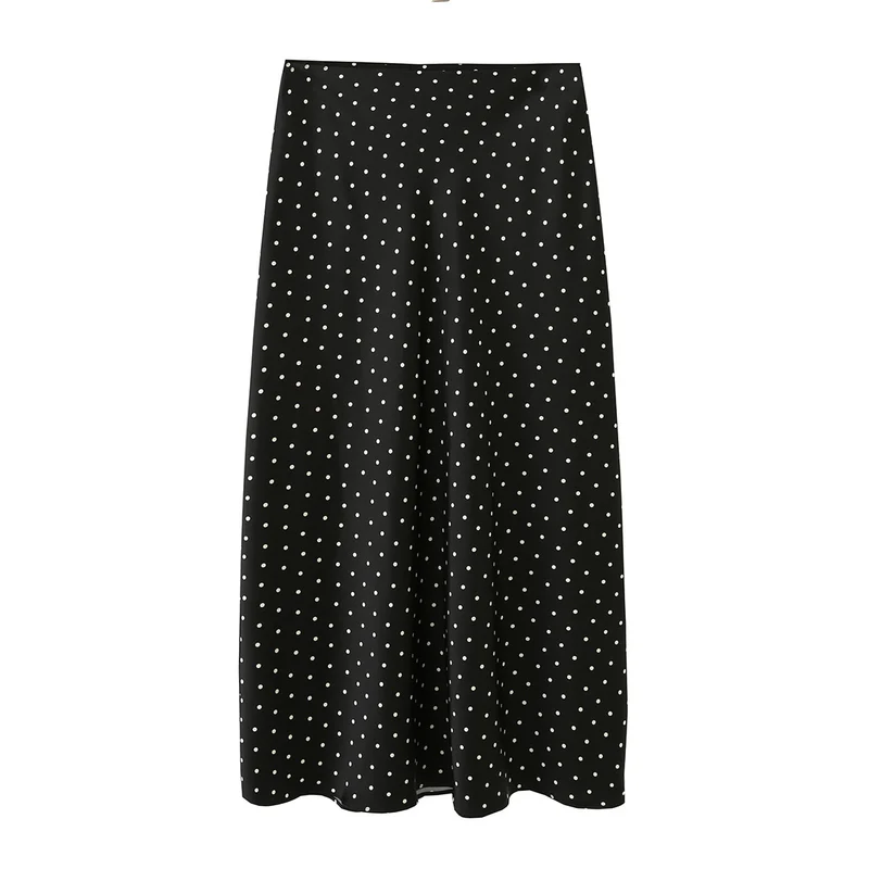 Damen Midirock aus fließender Satinqualität in A‑Linie mit Leo‑Print Drune