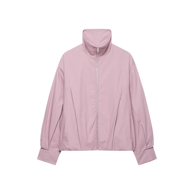 Damen Leichter Cropped Windblouson mit hohem Stehkragen und weitem Raglanärmel Drune
