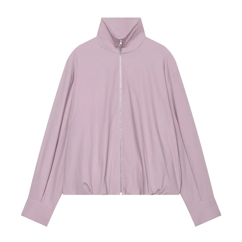 Damen Leichter Cropped Blouson mit hohem Stehkragen und elastischem Saum Drune