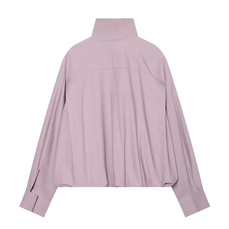 Damen Leichter Cropped Blouson mit hohem Stehkragen und elastischem Saum Drune