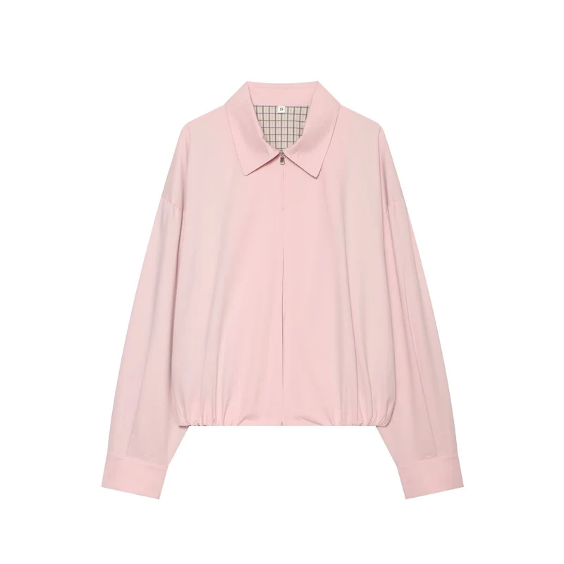 Damen Leichter Cropped‑Blouson mit Hemdkragen, verdecktem Reißverschluss und elastischem Saum Drune