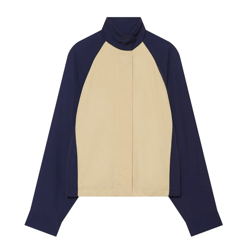 Damen Leichter Colorblock Windbreaker mit Stehkragen und Raglanärmeln Drune