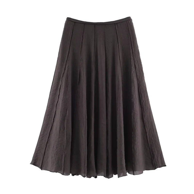 Damen Langer Plissee Maxirock mit Chiffonlage und seitlichem Reißverschluss Drune