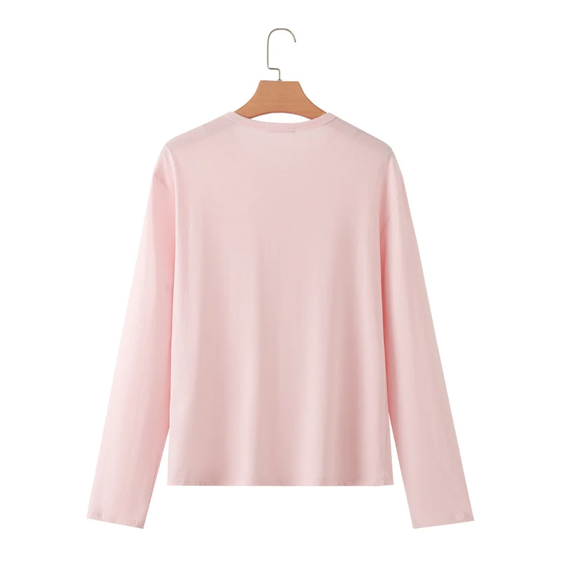 Damen Langarm-Henleyshirt mit Knopfleiste und aufgesetzten Brusttaschen Drune