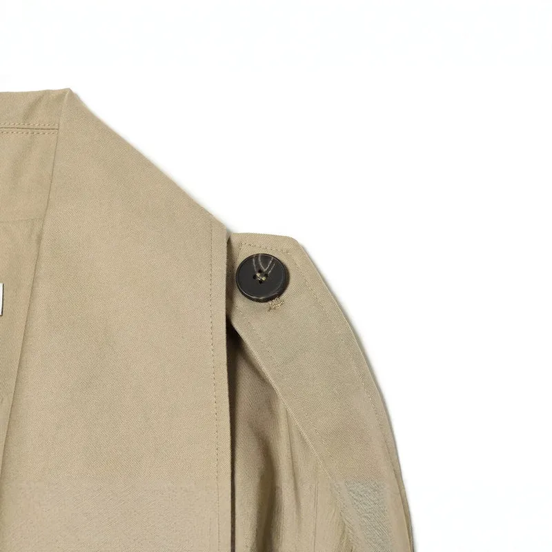 Damen Kurzjacke im Trenchstil mit Boxy-Schnitt, Doppelreihe und Schulterklappen Drune
