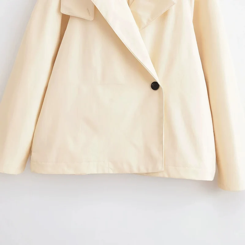 Damen Kurzjacke im Trenchstil mit asymmetrischem Revers Drune