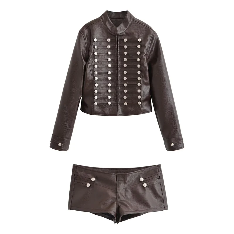 Damen Kurzjacke im Matrosen-Militärmix mit dekorativen Reihen und Stehkragen Drune